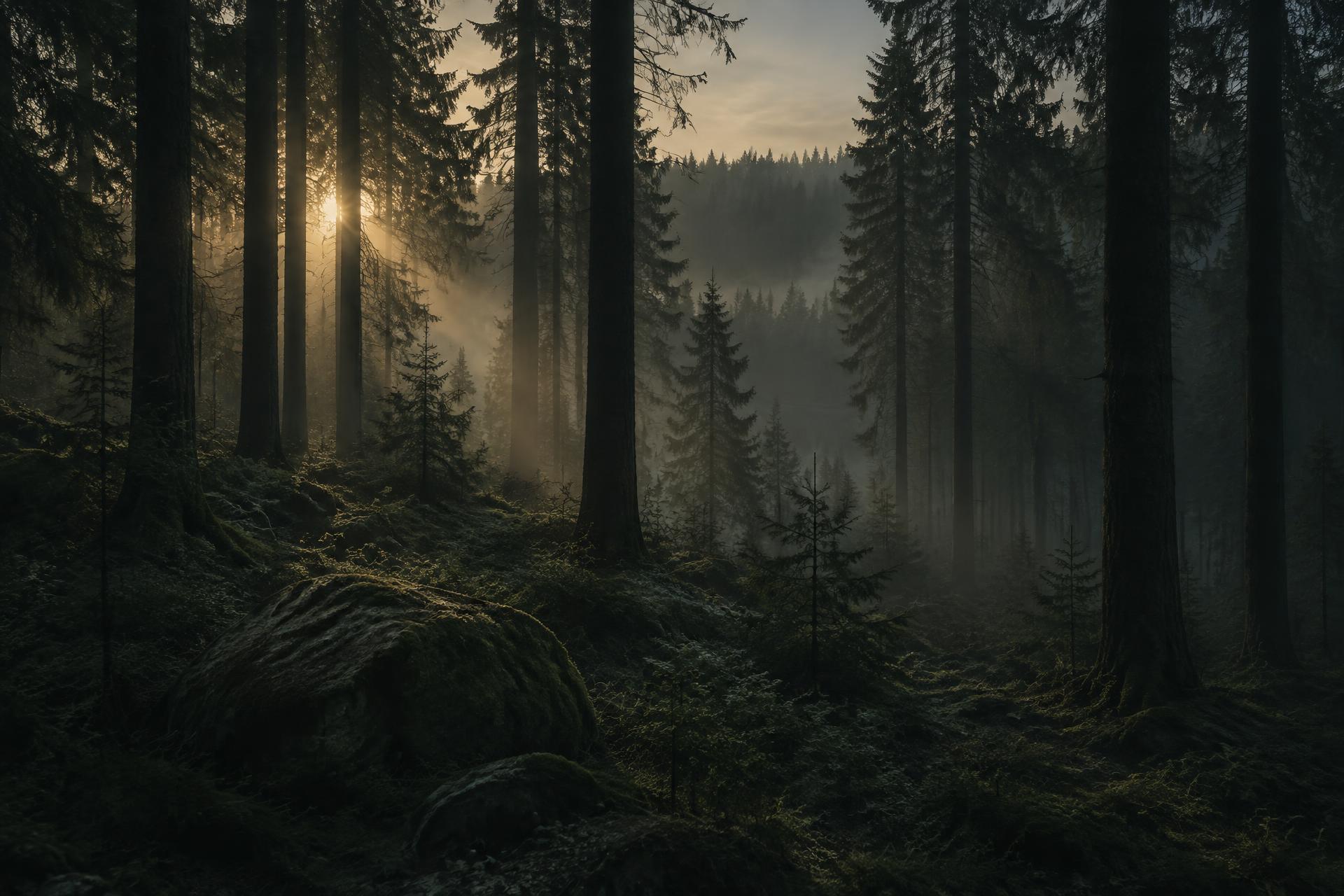 Suomalainen metsä aamuvalossa